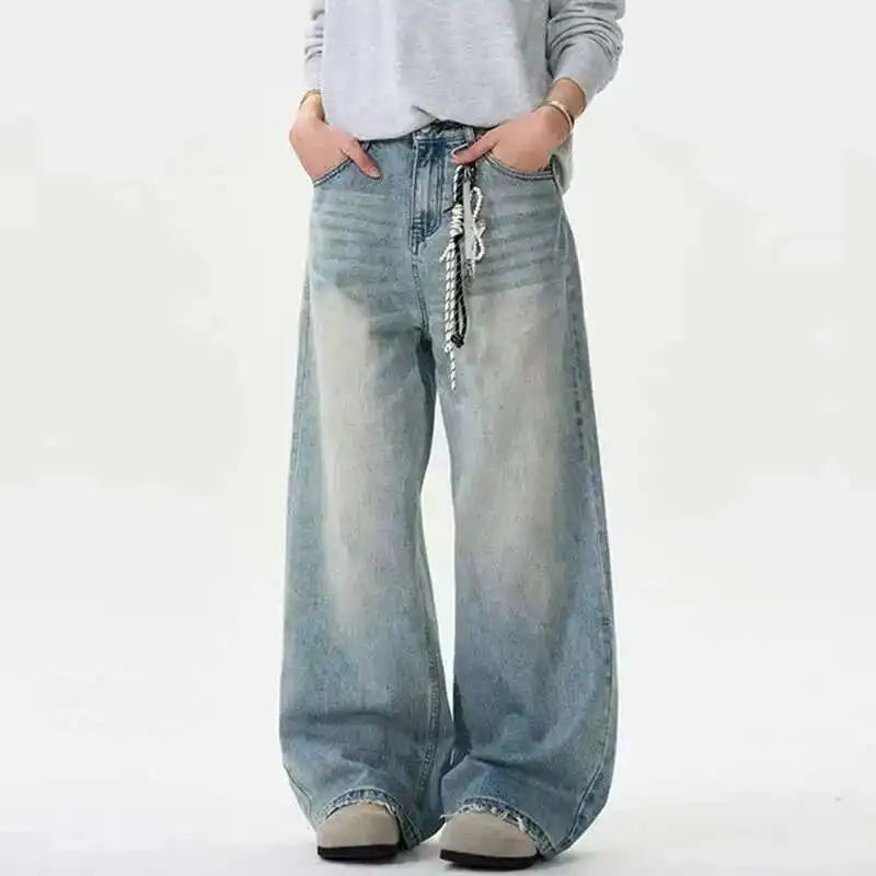 Distressed Wide-Leg Jeans