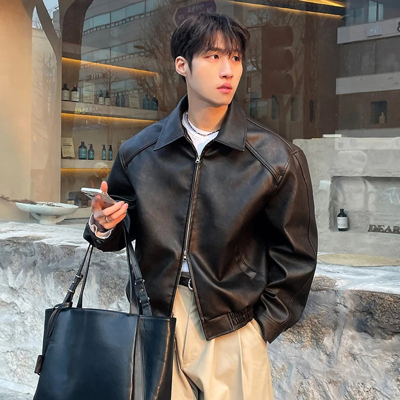 Double-Zip PU Leather Silhouette Jacket