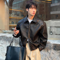 Double-Zip PU Leather Silhouette Jacket