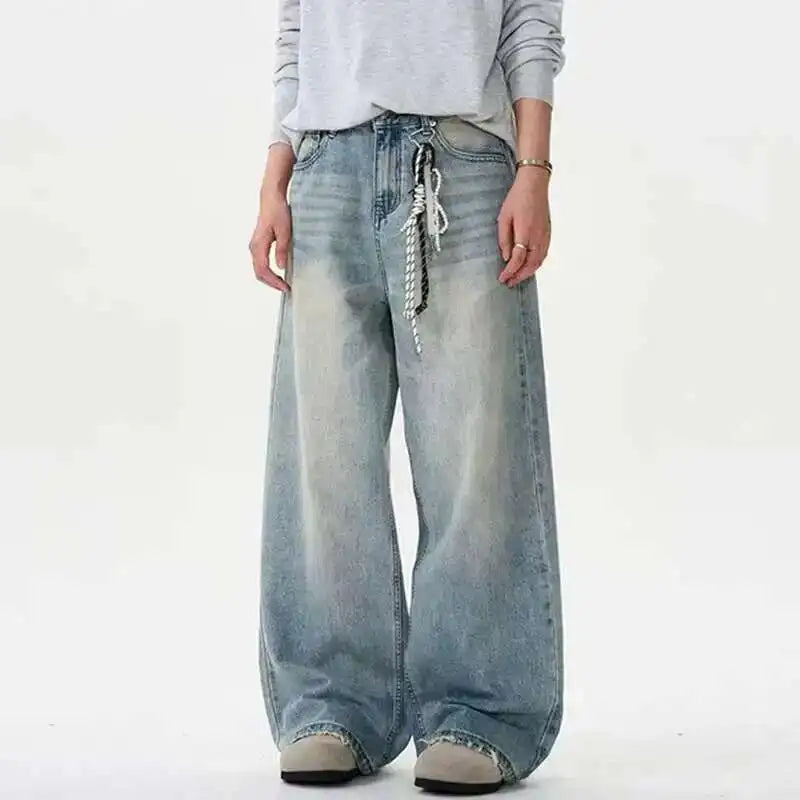 Distressed Wide-Leg Jeans