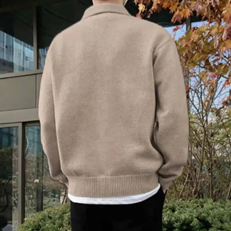 Vintage Lapel Loose Knit Long-Sleeve Pullover