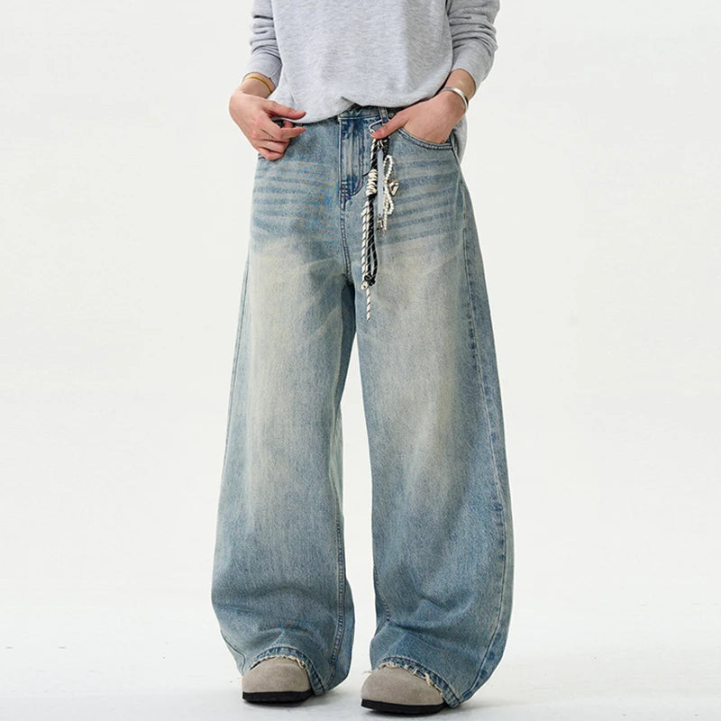 Distressed Wide-Leg Jeans