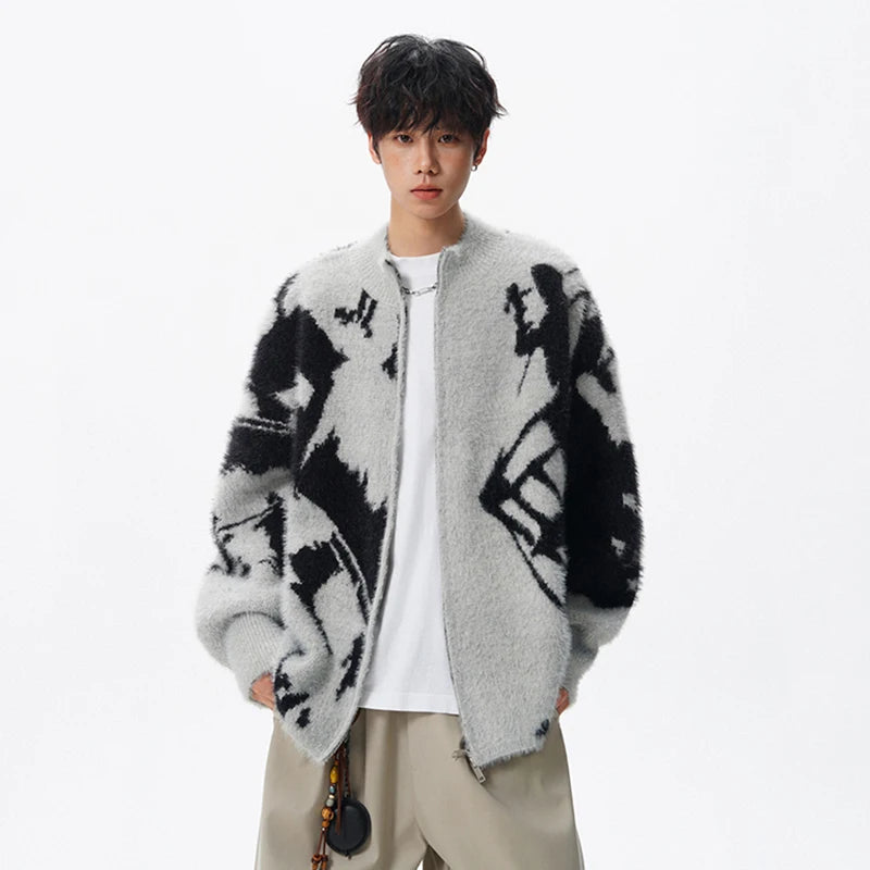 Jacquard Print Cardigan