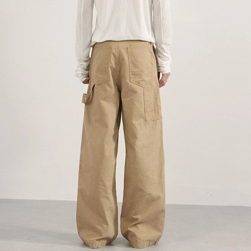 Ribbon-Detail Washed Wide-Leg Trousers