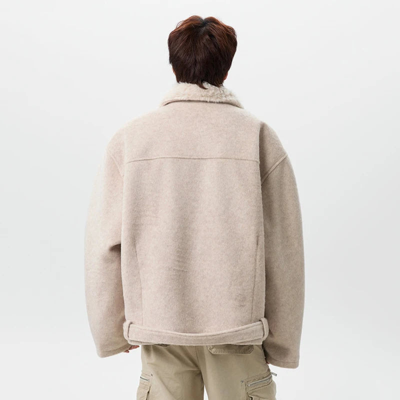 Fur-Trim Double-Breasted Jacket