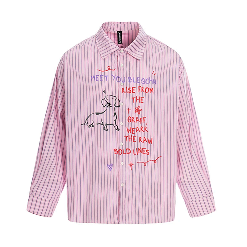 Letter-Print Relaxed Lapel Shirt