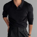 Stretch Turn-Down Collar Long-Sleeve Tee