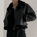 Suede Fur Collar Moto Jacket