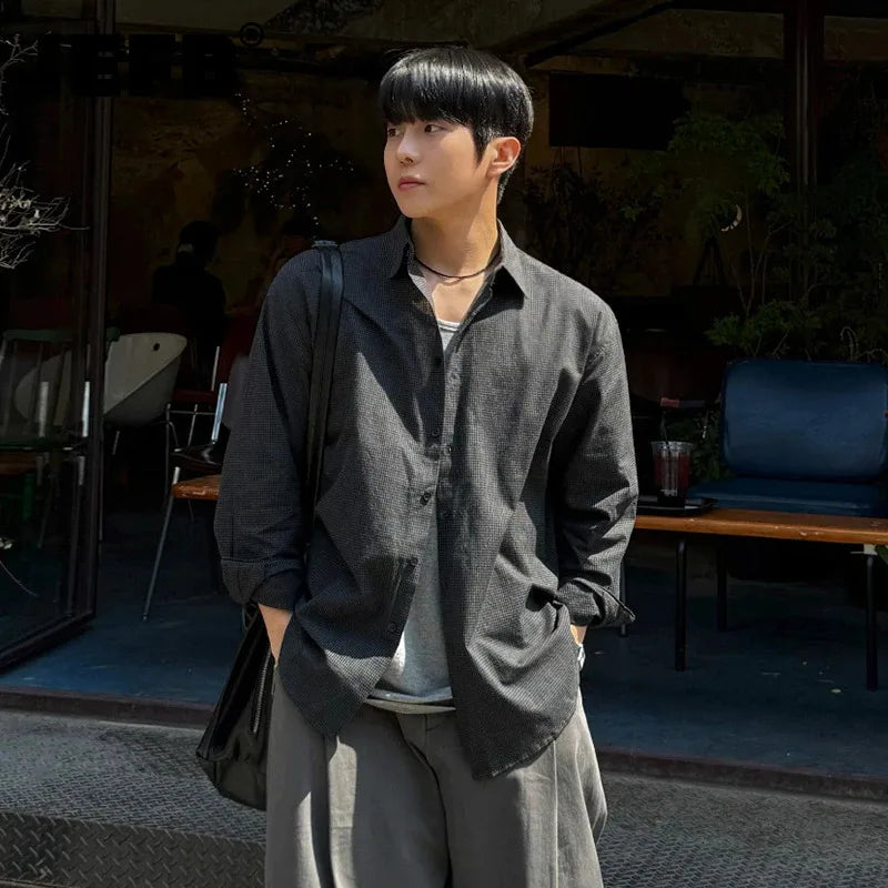 Dark Grey Textured Relaxed Shirt