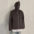 Hooded Zip Mohair Knit Cardigan