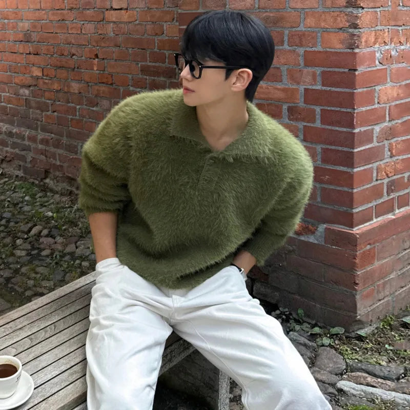 Vintage Green Knit Collar Pullover