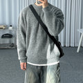 Solid Round-Neck Knit Pullover