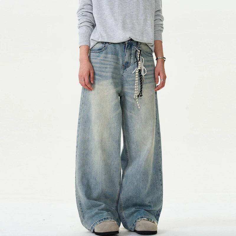 Distressed Wide-Leg Jeans