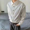Button-Detail Textured Relaxed Shirt