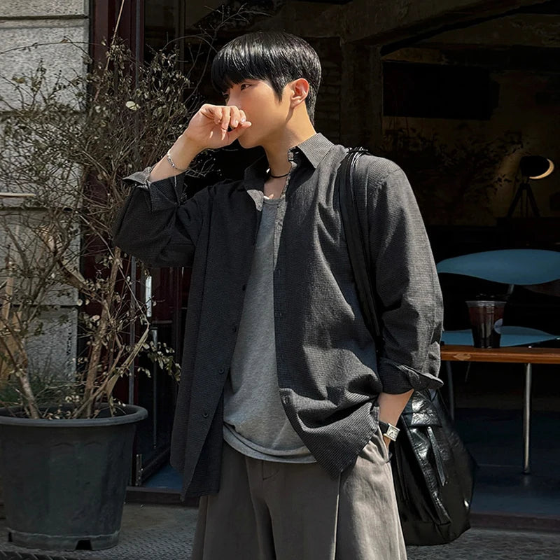 Dark Grey Textured Relaxed Shirt