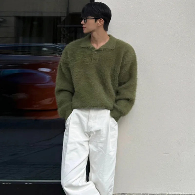 Vintage Green Knit Collar Pullover