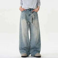 Distressed Wide-Leg Jeans
