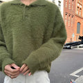 Vintage Green Knit Collar Pullover