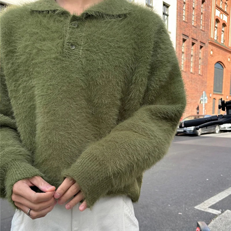 Vintage Green Knit Collar Pullover