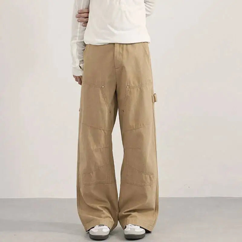 Ribbon-Detail Washed Wide-Leg Trousers