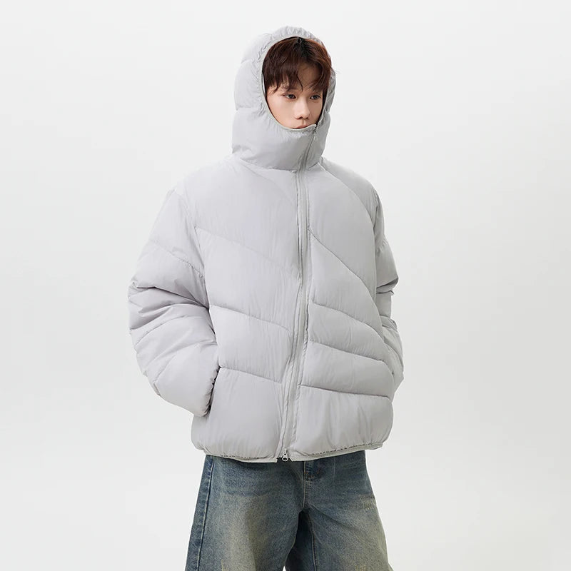 Diagonal-Zip Padded Jacket