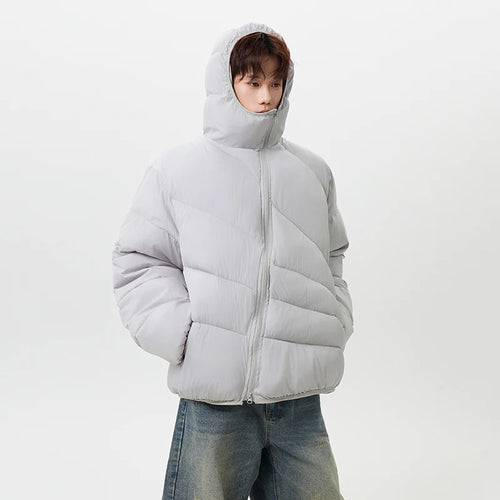 Diagonal-Zip Padded Jacket