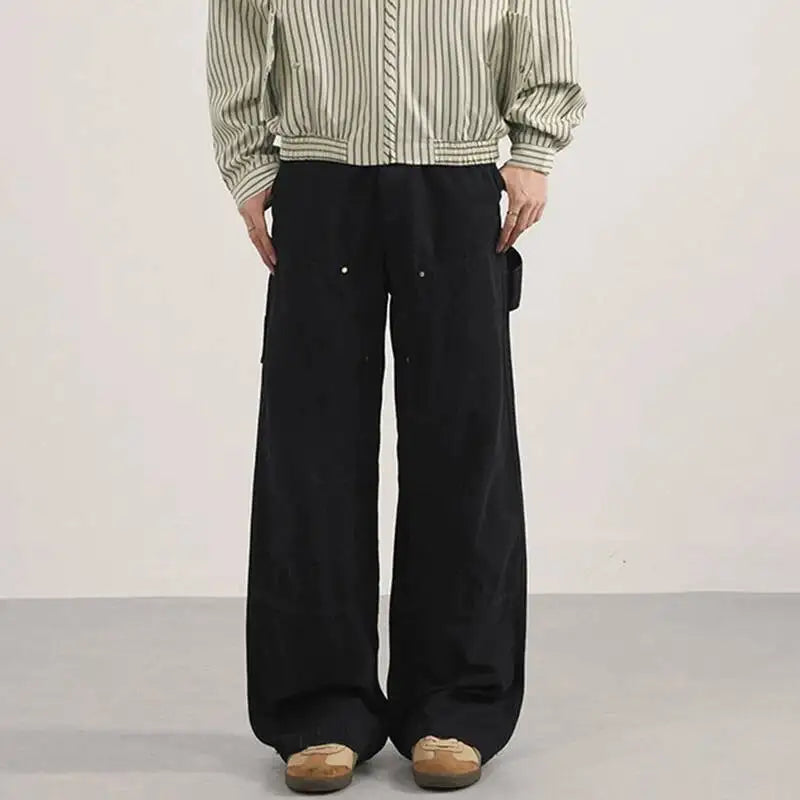 Ribbon-Detail Washed Wide-Leg Trousers